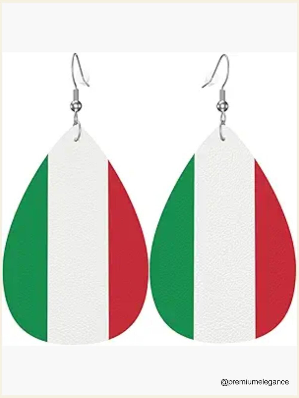 Patriotic Tear Drop Faux Leather Dangle Earrings Lightweight 2.25in